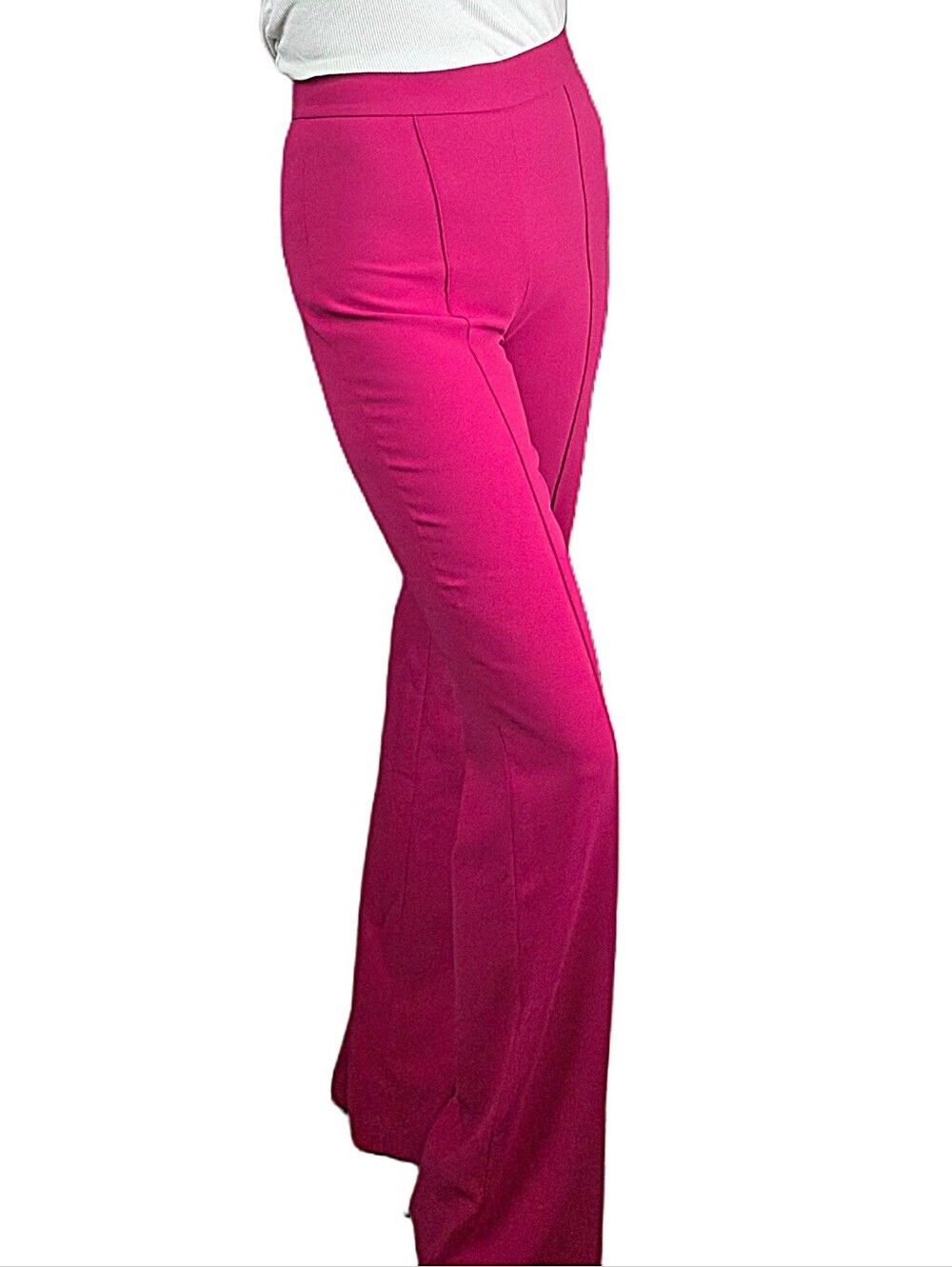 NWT. ALICE & OLIVIA Dylan High Rise Pant In Raspberry - Picture 1 of 12